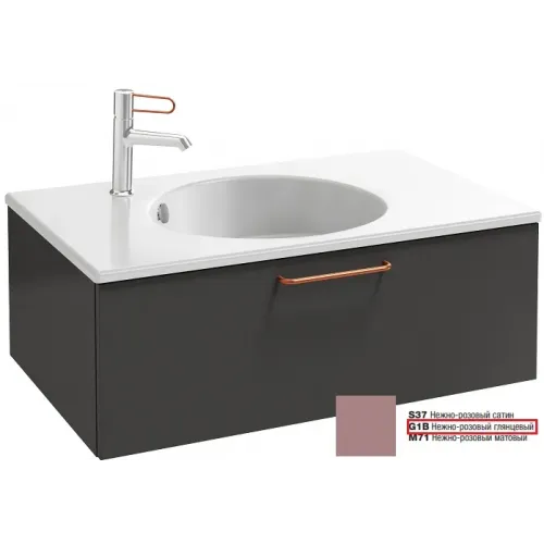 Модуль под раковину Odeon Rive Gauche 80х50,8х28,3 см, 1 ящик, медная ручка, нежно-розовый глянцевый EB2515-R7-G1B Jacob Delafon