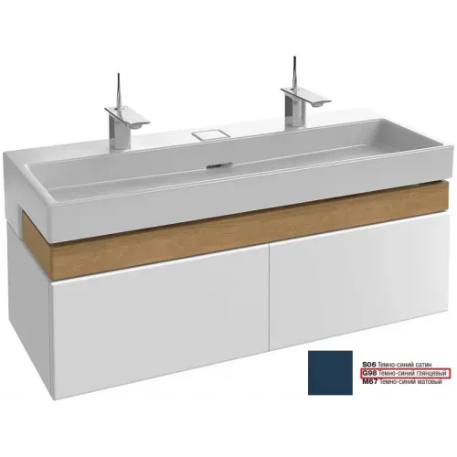 Модуль под раковину Terrace 120х48х38 см, темно-синий глянцевый, верхний ящик из цельного дерева, система push-to-open EB1188-G98 Jacob Delafon