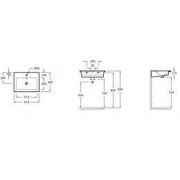 Подвесная раковина Vox 60х46х11 см, 1 отверстие для смесителя, гладкая нижняя поверхность, санфарфор EXAF112-Z-00 Jacob Delafon
