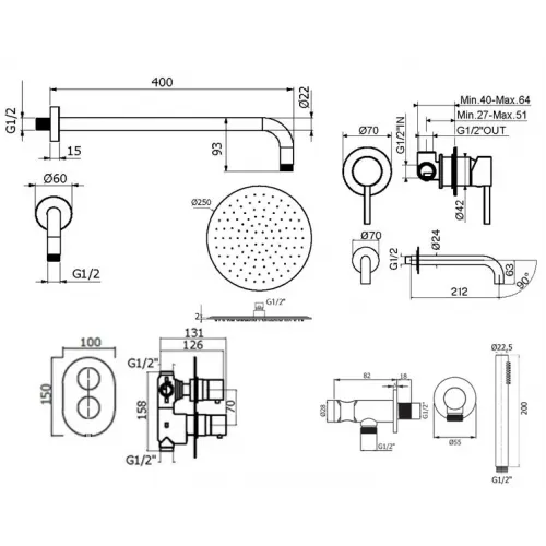 Комплект для душа Plumberia Selection IXO KITXOT18CR210