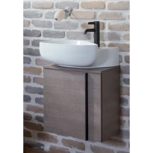 Модуль с раковиной Nouvelle Vague 45 см, фактурный дуб, правосторонняя, отверстие для смесителя, подвесной монтаж EGK112-00+EB3045D-E73 Jacob Delafon