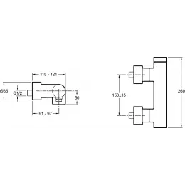 Настенный смеситель без излива Composed титан, без лейки E73091-TT Jacob Delafon