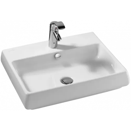Подвесная раковина Fit 60х48х12 см, одно сквозное отверстие для смесителя, 2 размеченных, санфарфор E1188-00 Jacob Delafon