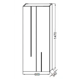 Шкаф-колонна Nouvelle Vague 60х34х147 см, фактурный дуб, 2 стеклянные полки, 1 фиксированная полка, реверсивная установка двери, подвесной монтаж EB3048-E73 Jacob Delafon