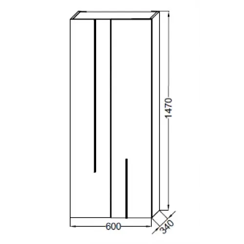 Шкаф-колонна Nouvelle Vague 60х34х147 см, фактурный дуб, 2 стеклянные полки, 1 фиксированная полка, реверсивная установка двери, подвесной монтаж EB3048-E73 Jacob Delafon