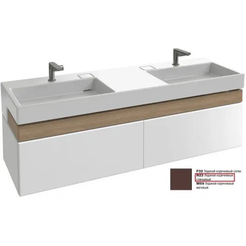Модуль под раковину Terrace 150х48х38 см, 2 розетки, ледяной коричневый глянцевый, верхний ящик из цельного дерева, система push-to-open EB1734RU-N23 Jacob Delafon