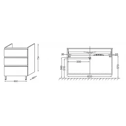 Модуль под раковину Vox 60х46х45 см, ореховое дерево, с 3 ящиками EB2050-RA-E16 Jacob Delafon