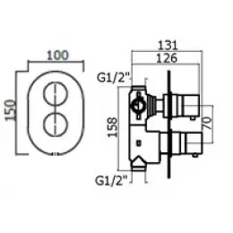 Смеситель с термостатом для душа Plumberia Selection XOT5040BO