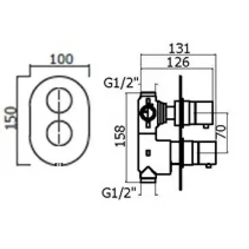 Смеситель с термостатом для душа Plumberia Selection XOT5040BO