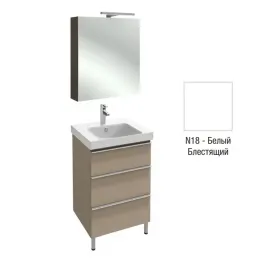 Комплект мебели для ванной Odeon Up 60 см, белый меламин, 3 выдвижных ящика, с подсветкой, с подсветкой, подвесной монтаж E4778-00+EB795DRU-N18+EB990-N18 Jacob Delafon