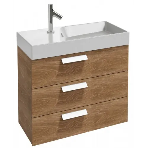 Модуль с раковиной Rythmik 60 см, арлингтонский дуб, 3 ящика, 4 ящ. для хранения, гладкая нижняя поверхность, подвесной монтаж EXQ112-Z-00+EB1307-E70 Jacob Delafon