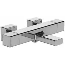 Настенный смеситель Strayt с выходом на душ (без лейки), неповоротный излив, термостат E9127-CP Jacob Delafon