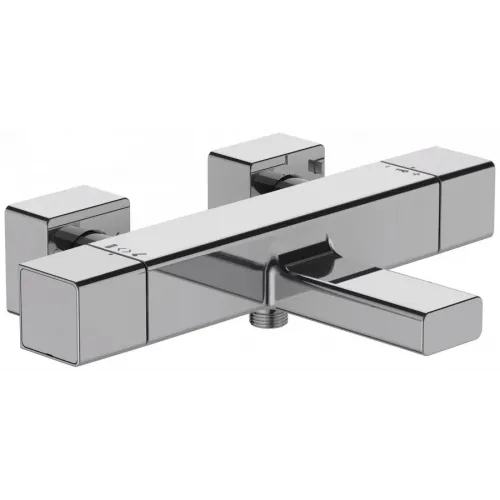 Настенный смеситель Strayt с выходом на душ (без лейки), неповоротный излив, термостат E9127-CP Jacob Delafon