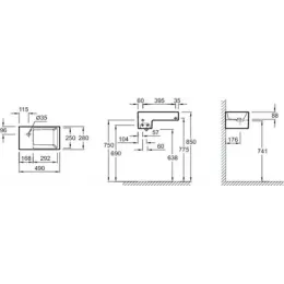 Комплект мебели для ванной Terrace 50 см, блестящий белый, с подсветкой, подвесной монтаж EB1180D-NF+EGA012-00+EB1178-G1C Jacob Delafon