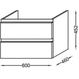 Модуль под раковину Vox 60х46х45,2 см, ореховое дерево, с 2 ящиками, встроенные ручки EB2030-RA-E16 Jacob Delafon
