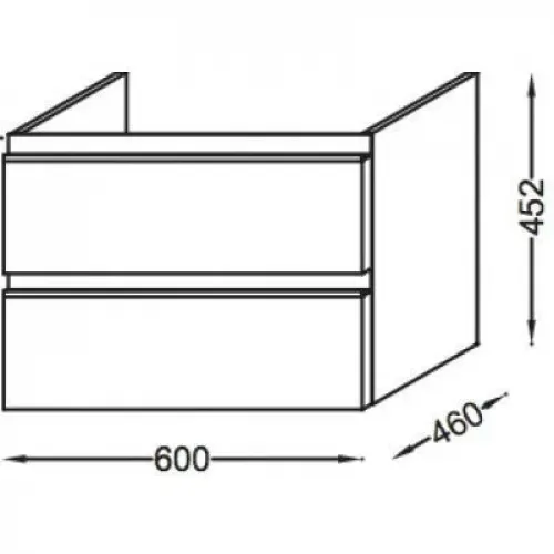 Модуль под раковину Vox 60х46х45,2 см, ореховое дерево, с 2 ящиками, встроенные ручки EB2030-RA-E16 Jacob Delafon