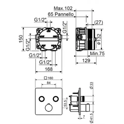 Комплект смесителя для душа с термостатом Plumberia Selection KITPSB2902CR