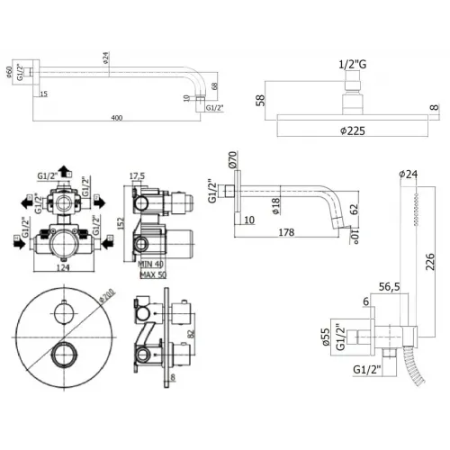 Комплект для ванны PAFFONI Light KITLIQ019NO045