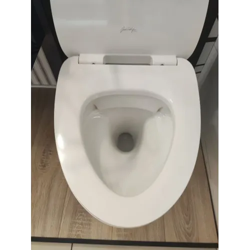 Подвесной унитаз Nouvelle Vague 39х54 см, с м/л, быстросъемное, выставочный образец, безободковый, с сиденьем EDJ102-00+E20069-00/У Jacob Delafon