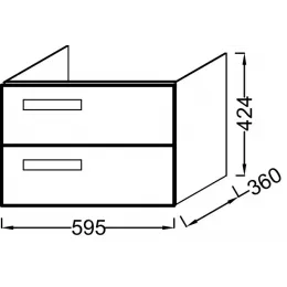 Модуль под раковину Rythmik 59,5х36х42,4 см, 2 ящика, серый антрацит глянцевый EB1300-442 Jacob Delafon