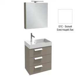 Комплект мебели для ванной Rythmik 60 см, белый блестящий лак, с подсветкой, подвесной монтаж EXQ112-Z-00+EB795DRU-G1C+EB1307-G1C Jacob Delafon