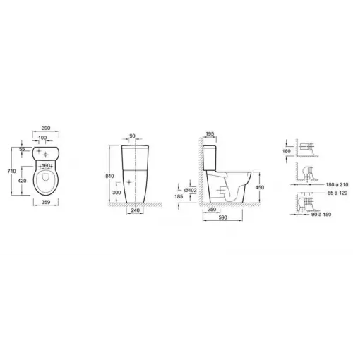 Чаша унитаза-компакта Ove универсальный выпуск 19967W-00 Jacob Delafon