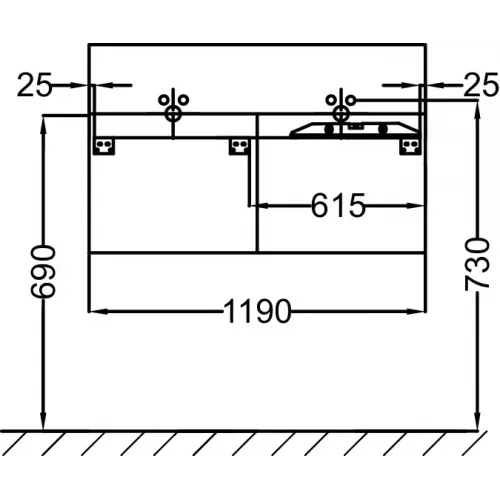 Модуль под раковину Terrace 120х48х38 см, 3 ящика, белый матовый, система push-to-open EB1188-M49-M49 Jacob Delafon