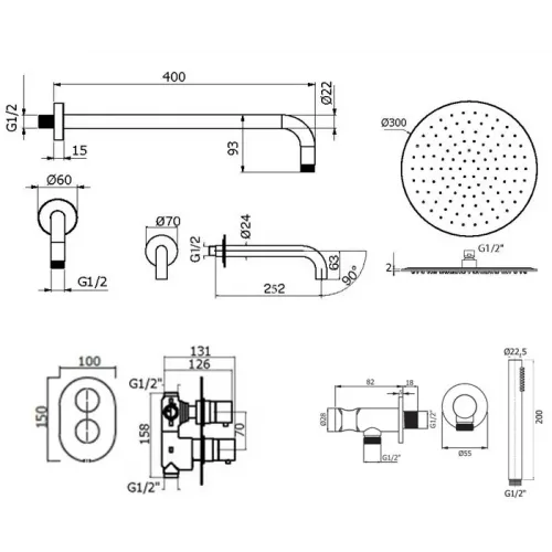 Комплект для ванны Plumberia Selection IXO KITXOT19NO260KING
