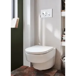 Комплект унитаза с инсталляцией Odeon Rive Gauche глубина унитаза 54см, клавиша белая, с микролифтом, безободковый OdeonE29025-NF+E4316-CP Jacob Delafon