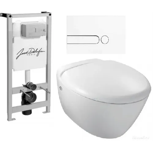 Комплект унитаза с инсталляцией Presqu'ile клавиша белая, с микролифтом, с кнопкой E5504-NF-M15 Jacob Delafon