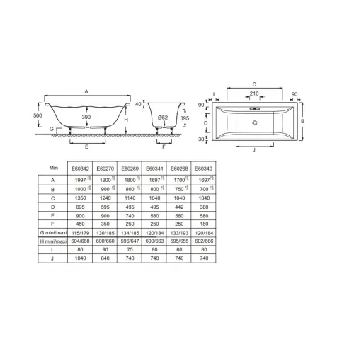 Акриловая ванна Evok 170х80 см E60341-00 Jacob Delafon
