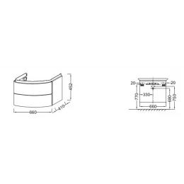 Модуль под раковину Presqu'ile 66х41х45 см, подвесная, серый титан лак, 2 выдвижных ящика EB1103-N21 Jacob Delafon