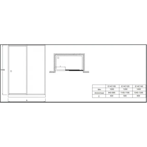 Душевая дверь Serenity 100х190 см, раздвижная, 6 мм E14C100-GA Jacob Delafon