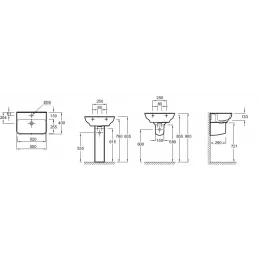 Подвесная раковина Struktura 55х40х13,3 см, с отверстием для смесителя, с отверстием перелива, санфарфор EGE112-00 Jacob Delafon