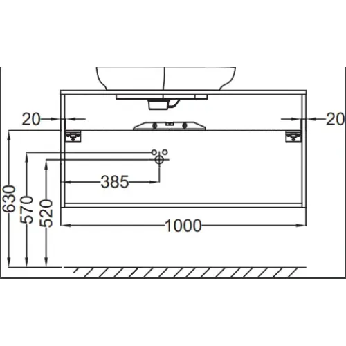 Модуль с раковиной Nouvelle Vague 100 см, фактурный дуб, серый, подвесной монтаж EB3040-E73+EVI002-MG2 Jacob Delafon