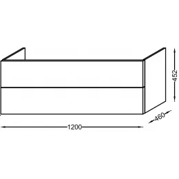 Модуль под раковину Vox 120х46х45,2 см, 2 ящика, белый глянцевый, угловые ручки EB2071-R3-N18 Jacob Delafon