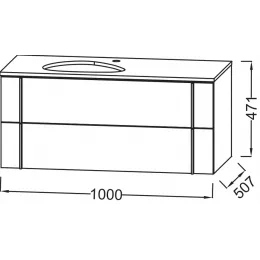 Комплект мебели для ванной Nouvelle Vague 100 см, белый меламин, 2 ящика с доводчиком, с отверстием перелива, с подсветкой, подвесной монтаж EB3049-NF+EVI102-00+EB3040-N18 Jacob Delafon