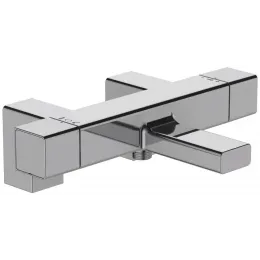 Смеситель на горизонтальную поверхность (деку) с изливом Strayt с выходом на душ (без лейки), на 2 отв., термостат E9129-CP Jacob Delafon