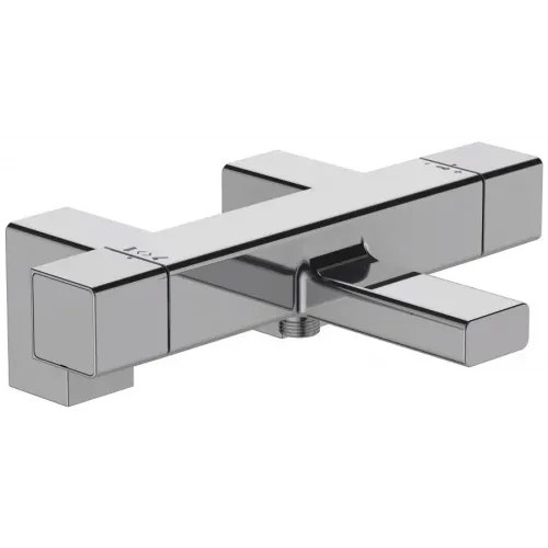 Смеситель на горизонтальную поверхность (деку) с изливом Strayt с выходом на душ (без лейки), на 2 отв., термостат E9129-CP Jacob Delafon