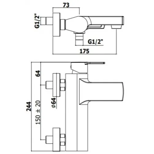 Смеситель для ванны Paffoni Ringo RIN022NO
