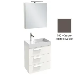 Комплект мебели для ванной Rythmik 60 см, шкаф-зеркало с подсветкой, светло-коричневый лак, с подсветкой, подвесной монтаж EXR112-Z-00+EB1306-G80+EB795DRU-G80 Jacob Delafon