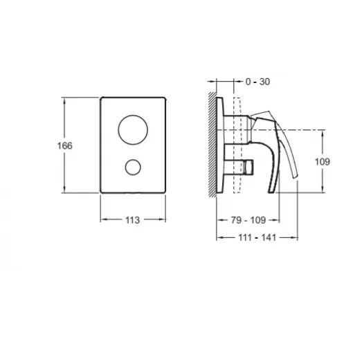 Лицевая часть встраиваемого смесителя Symbol 2 функции E98724-CP Jacob Delafon