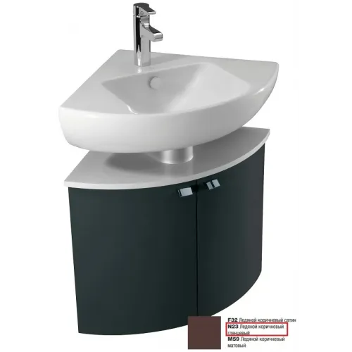 Модуль под раковину Odeon Up 67,9х48х50,7 см, 2 дверцы, 1 полка, ледяной коричневый глянцевый, установка в угол EB864-N23 Jacob Delafon