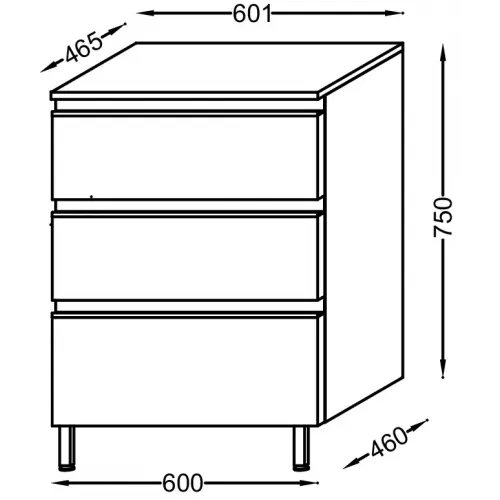 Тумба для ванной Vox 3 ящика, белый глянцевый, встроенные ручки 60х45,6 см EB2065-RA-N18 Jacob Delafon