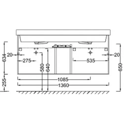 Модуль под раковину Soprano 136х53,5х63,5 см, черное дерево, 4 выдвижных ящика, 1 внутренний ящик EB1335-E15 Jacob Delafon