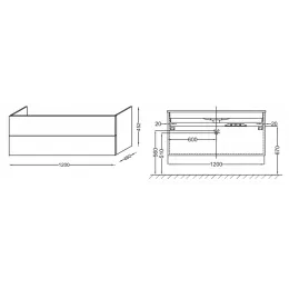 Модуль под раковину Vox 120х46х45,2 см, белый блестящий, 2 ящика, изогнутые ручки EB2071-R1-N18 Jacob Delafon