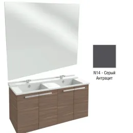 Комплект мебели для ванной Struktura 120 см, серый антрацит, 4 дверцы, меламиновая полочка, высокое, подвесной монтаж EB1211-NF+EXF112-00+EB1283-N14 Jacob Delafon