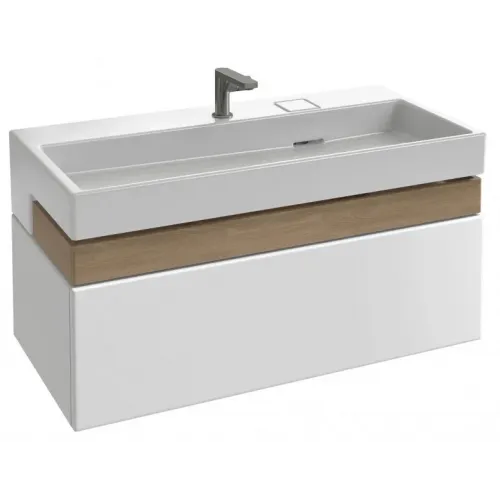 Модуль под раковину Terrace 100х48х30 см, 2 розетки, белый глянцевый, верхний ящик из цельного дерева, система push-to-open EB1732RU-G1C Jacob Delafon