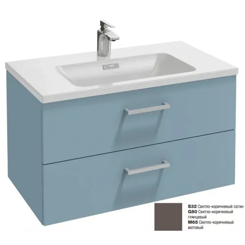 Модуль под раковину Vox 80х46х45,2 см, светло-коричневый глянцевый, 2 выдвижных ящика, прямоугольная ручка EB2078-R2-G80 Jacob Delafon