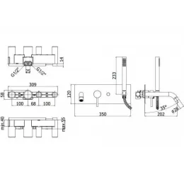 Смеситель для ванны с душем Paffoni Light LIG001BO